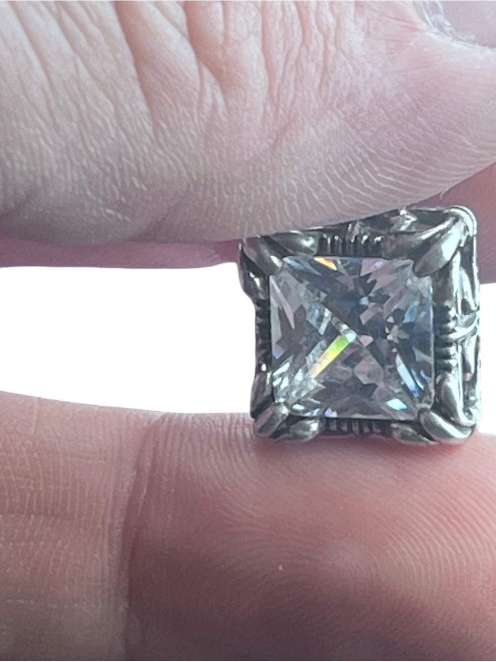 Vtg Silpada Uptown Sterling Silver Square CZ Fleur de Lis Pendant S0979 6.3g - Picture 6 of 16